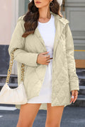 Beige Quilted Snap Button Hooded Coat Beige Shell:100%Polyester;Lining:100%Polyester;Filling:100%Polyester Bazaare Mart Outerwear/Coats
