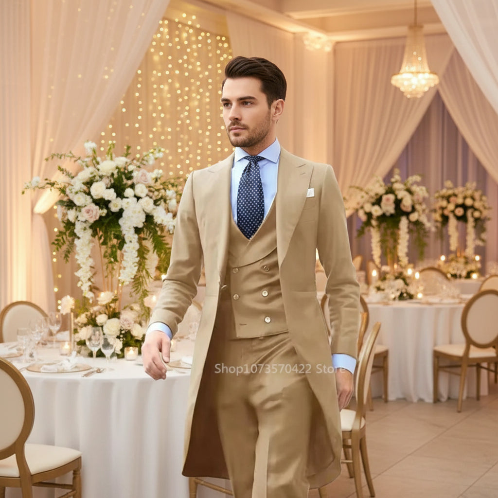 3Pc Long Formal Men's Suit