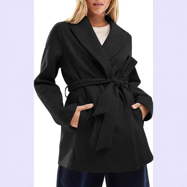 Belted Wrap Black Pea Coat