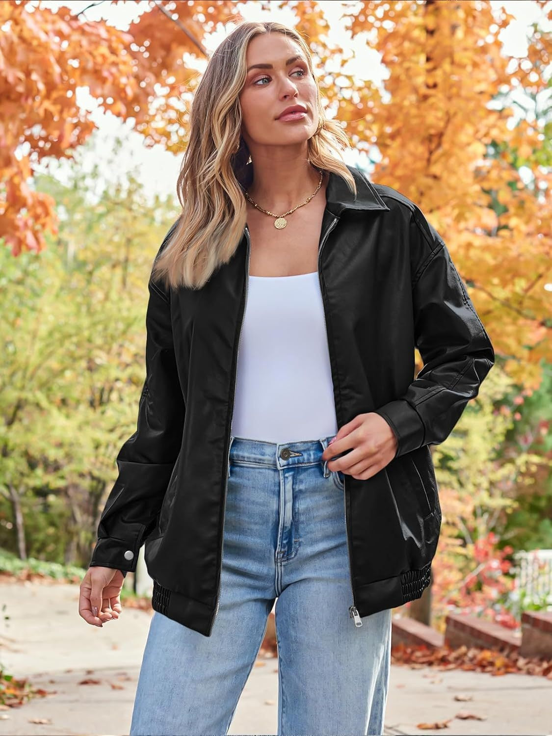 Women's Oversized PU Leather Jacket
