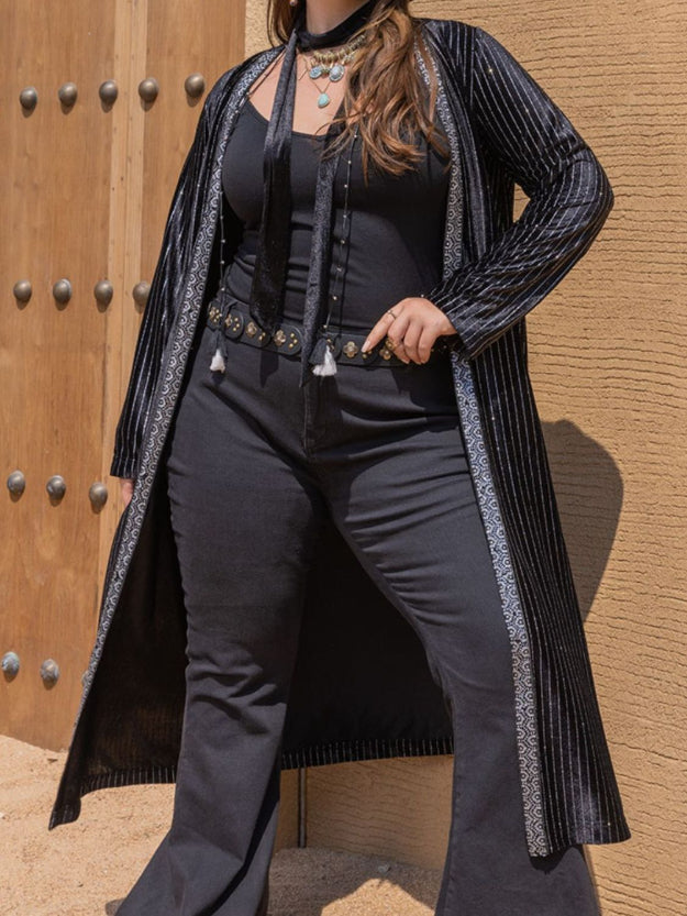 Black Striped Duster Cardigan