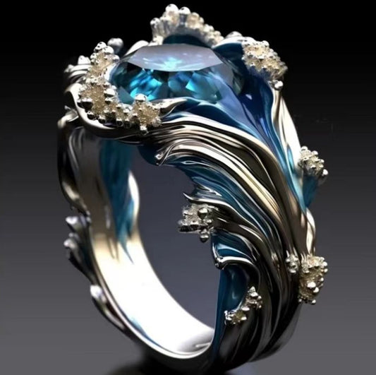 Blue Resin Lady's Fashion Ring