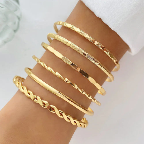 Bohemian Gold Metal Bracelet Set Bazaare Mart Bangle Set