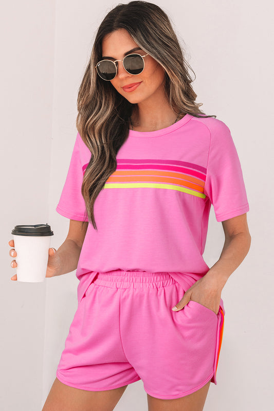 Bonbon Striped Front Casual Tee
