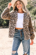 Brown Sherpa Leopard Print Jacket Brown 100%Polyester Bazarre Mart Outerwear/Jackets
