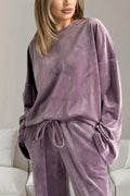Soft Pants Set Mauve Bazarre Mart Buttery-Soft Round Neck Long Sleeve Top and Pants