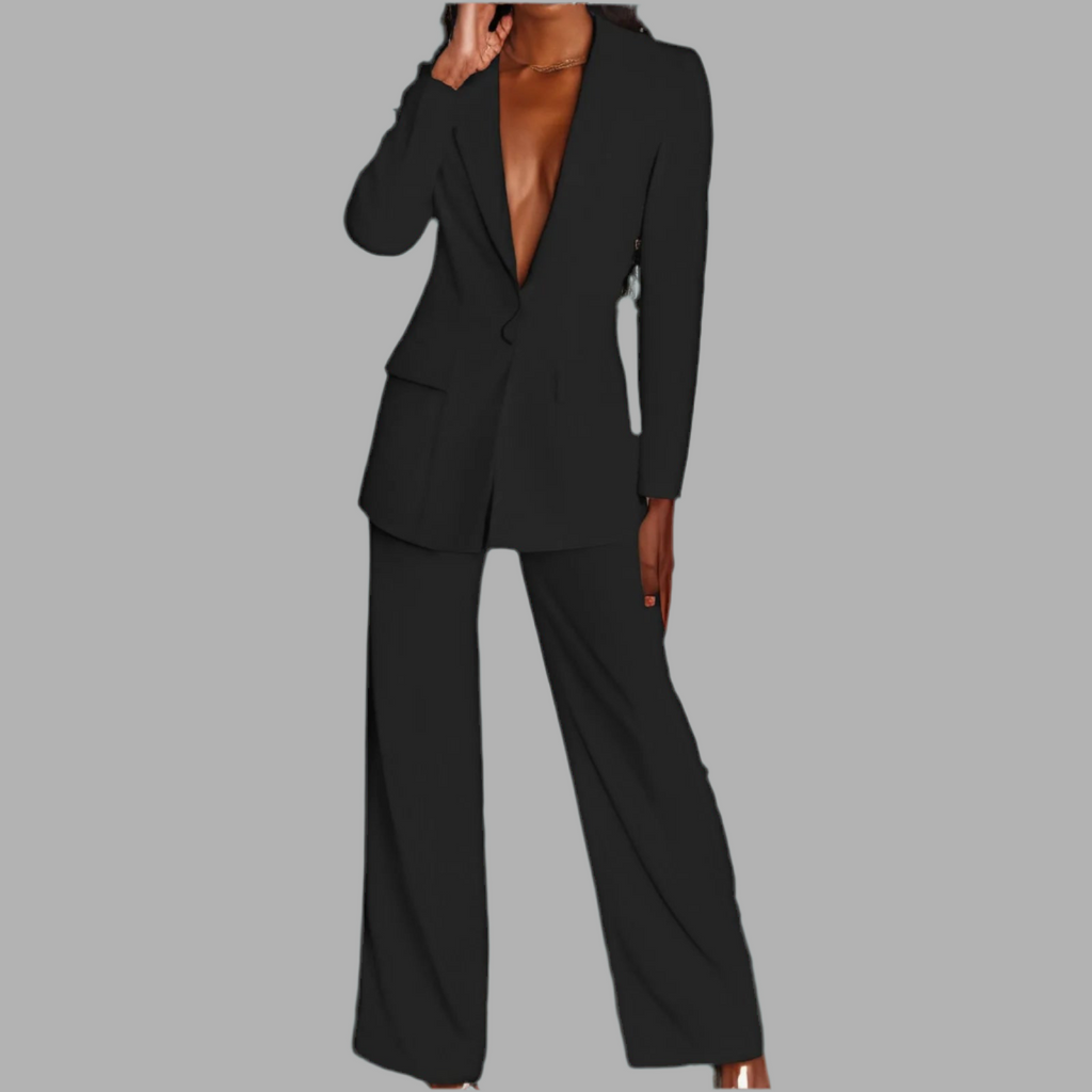 Elegant Spring Solid Color Pants Suit