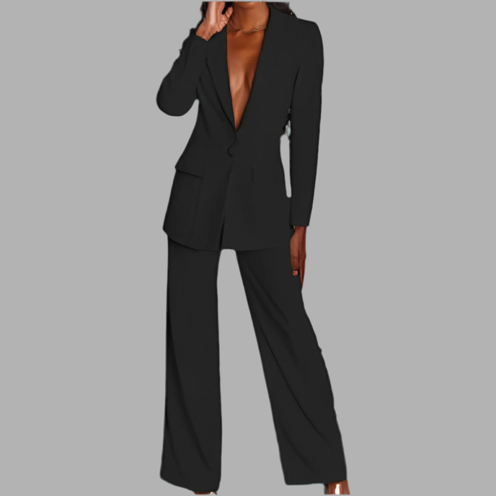 Elegant Spring Solid Color Pants Suit