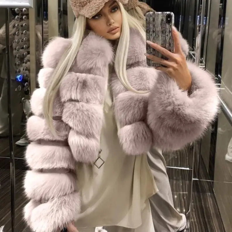 Chinchilla Style Faux Fur Jacket