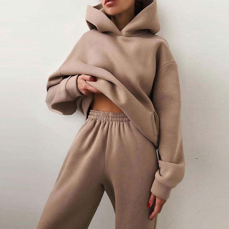 Taupe Cold Weather Hooded Sweatsuit