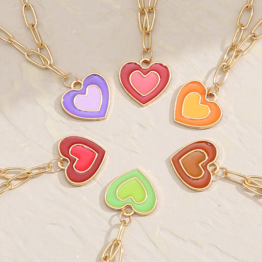 Creative Alloy Drip Oil Heart Necklace