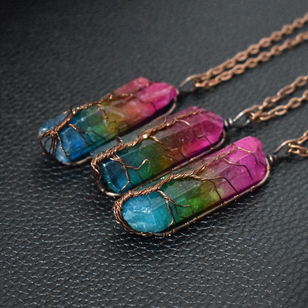 Crystal Pillar Tree Of Life Necklace