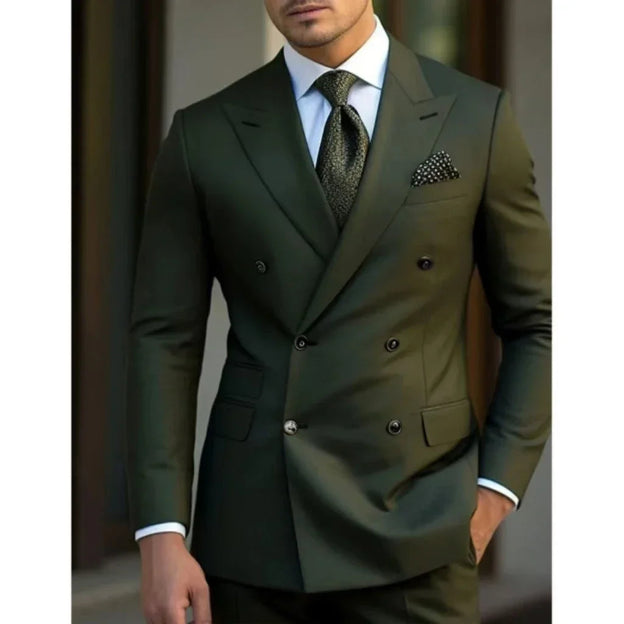 Dark Green Double Breasted 2pc Suit