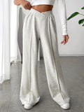 Elastic Waist Wide Leg Sweatpants Light Gray Bazaare Mart Elastic Waist Wide Leg Pants