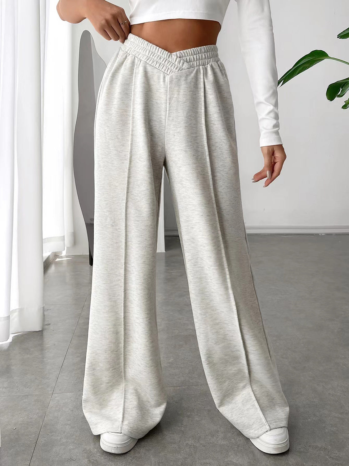 Elastic Waist Wide Leg Sweatpants