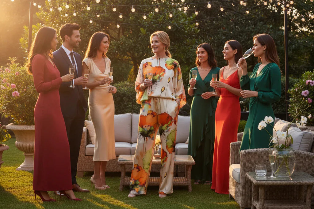 Floral Satin 2pc Pants Set Orange Bazaare Mart 2 pc. Pants Outfit