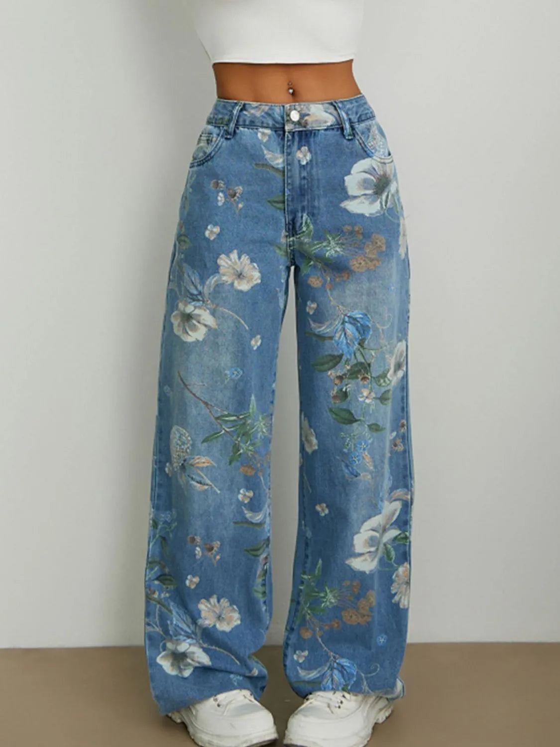 Floral Wide Leg Jeans