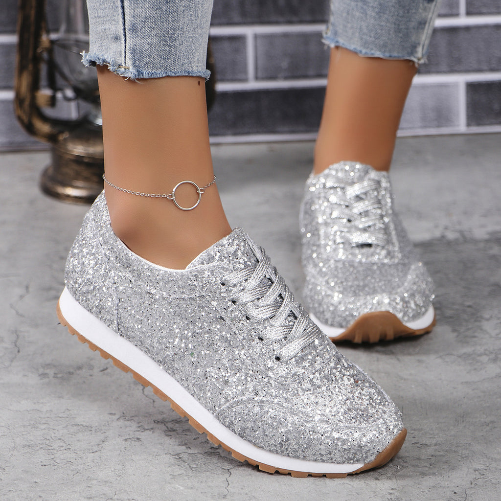 Silver glitter sneakers 