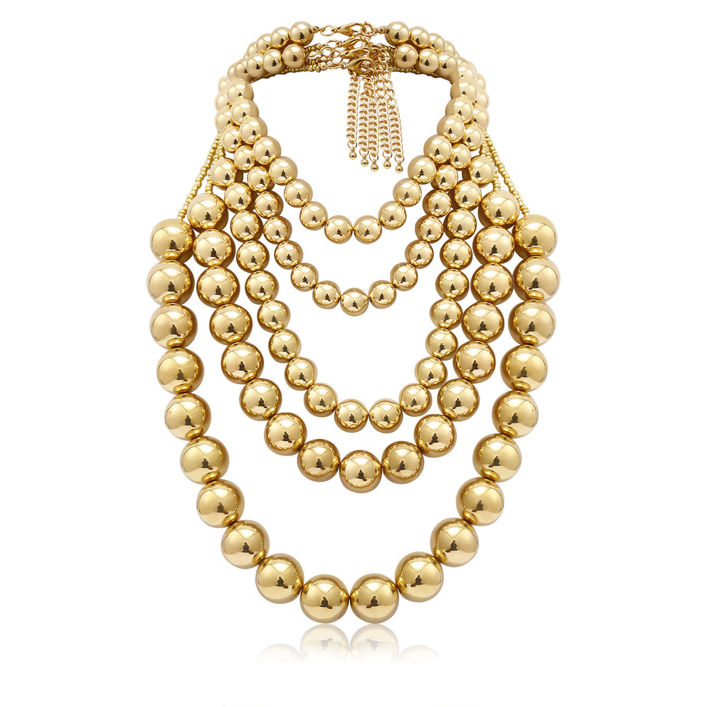 Gold Five Strand Pearl Necklace  with chin tassels