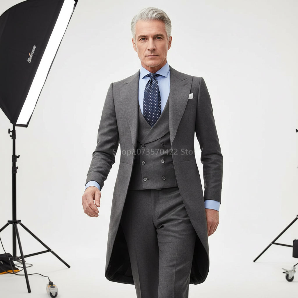 3Pc Long Formal Men's Suit