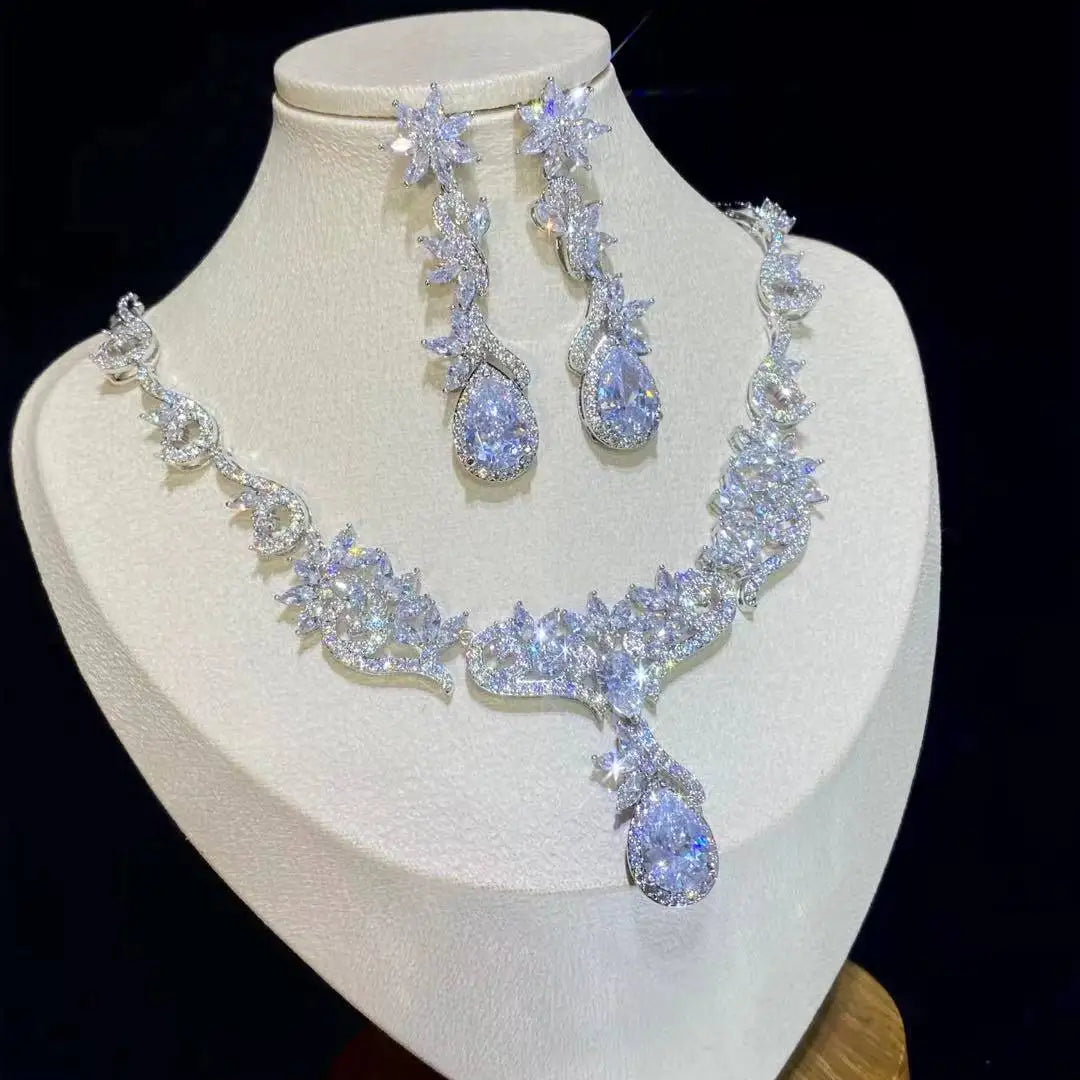 Big Zircon Statement Necklace and Earring Set Bazaare Mart Necklace and Earring Set