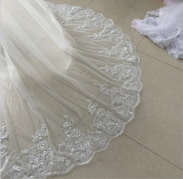 Scalloped Floral Lace Cathedral Wedding Veil Bazaare Mart Long Bridal Veil