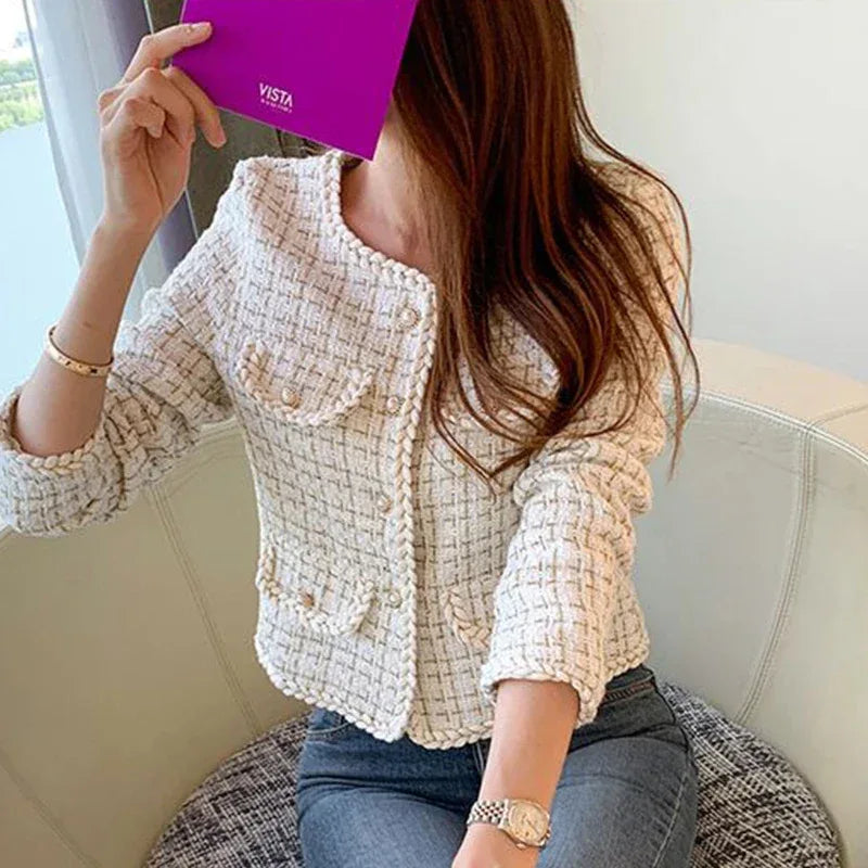 Retro Tweed Pearl Button Boucle' Jacket