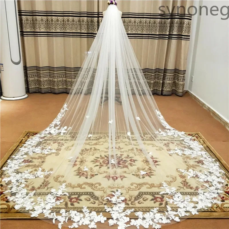 Lace Edge Bridal Veil with Comb White Bazaare Mart Bridal Veil