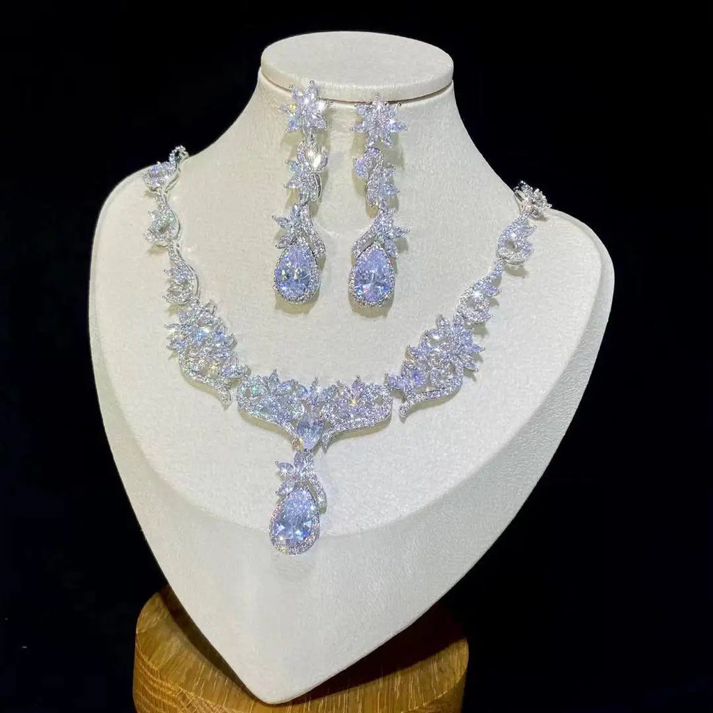 Big Zircon Statement Necklace and Earring Set Bazaare Mart Necklace and Earring Set