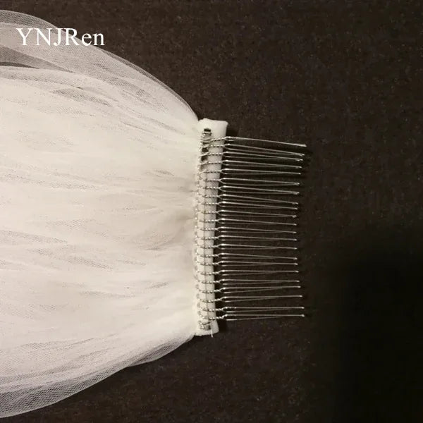 White Ivory Mesh Lace Scalloped Edge Bridal Veil Bazaare Mart Floral Applique Bridal Veil