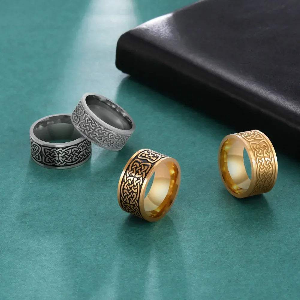 Stainless Steel Vintage Nordic Celtic Knot Rings for Men - Bazaare Mart