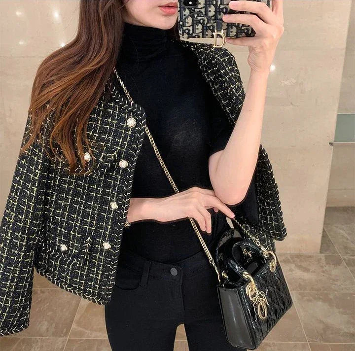 Retro Tweed Pearl Button Boucle' Jacket Bazaare Mart Lady's Jacket