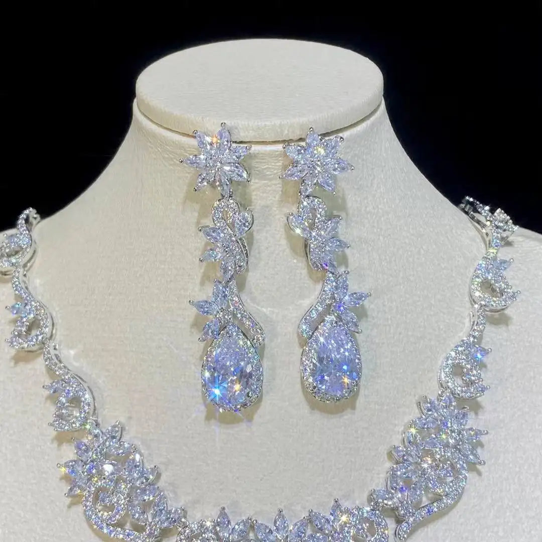 Big Zircon Statement Necklace and Earring Set Bazaare Mart Necklace and Earring Set