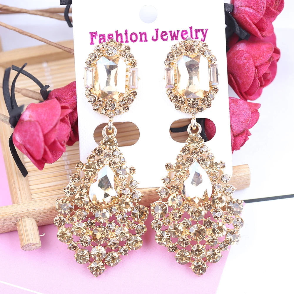 Long Crystal Drop Earrings Bazaare Mart Long Crystal Drop Earrings
