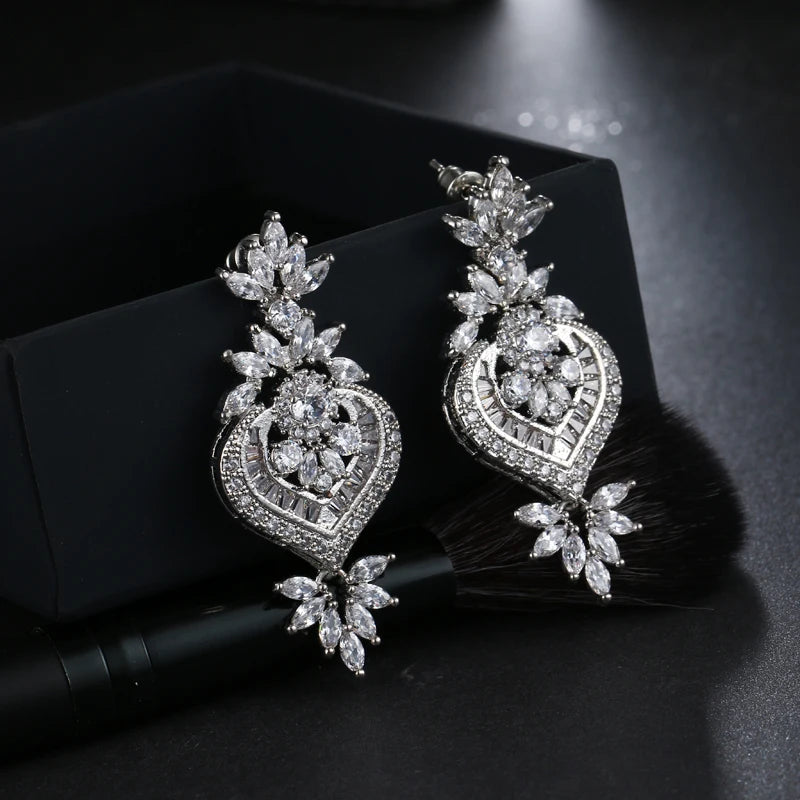 Luxury Big Drop CZ Earrings Bazaare Mart Luxury Big Drop CZ Earrings