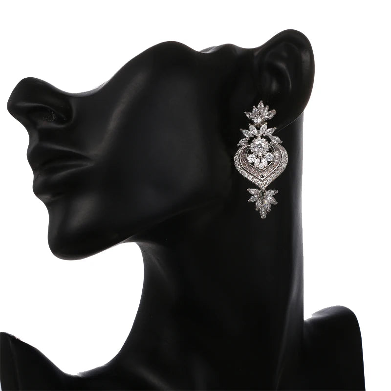 Luxury Big Drop CZ Earrings Bazaare Mart Luxury Big Drop CZ Earrings