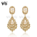 Long Crystal Drop Earrings champagne Bazaare Mart Long Crystal Drop Earrings