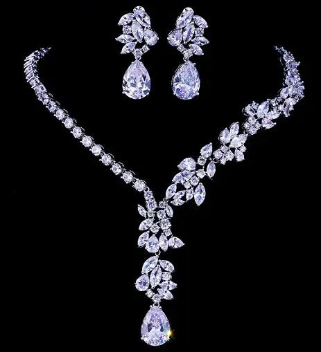 Bridal Rhinestone Jewelry Set white Bazaare Mart Bridal Rhinestone Jewelry Set
