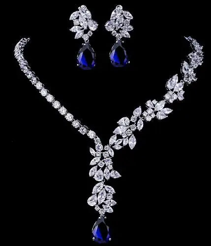 Bridal Rhinestone Jewelry Set blue Bazaare Mart Bridal Rhinestone Jewelry Set