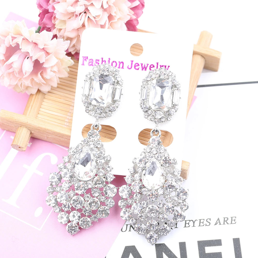 Long Crystal Drop Earrings Bazaare Mart Long Crystal Drop Earrings