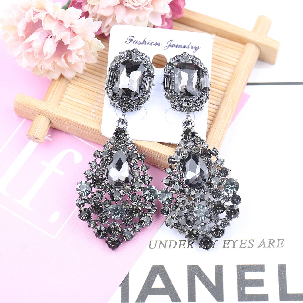 Long Crystal Drop Earrings Bazaare Mart Long Crystal Drop Earrings