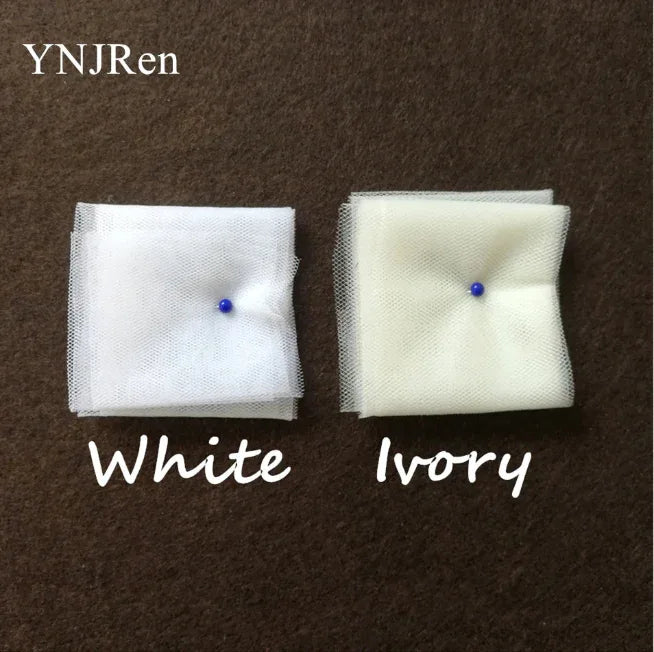 White Ivory Mesh Lace Scalloped Edge Bridal Veil Bazaare Mart Floral Applique Bridal Veil