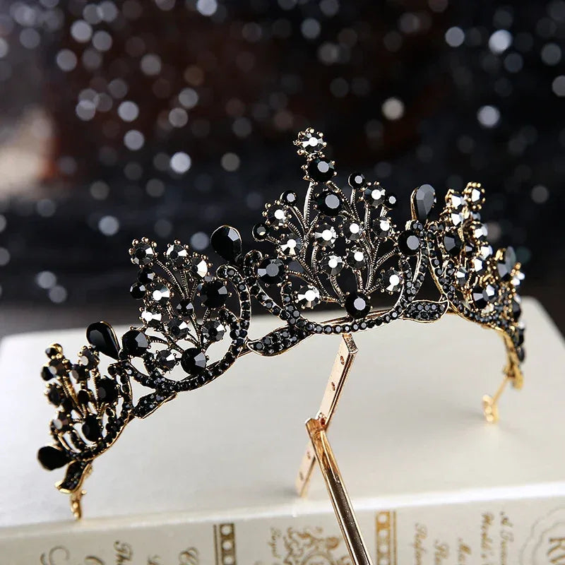 Baroque Retro Dark Crystal Tiara