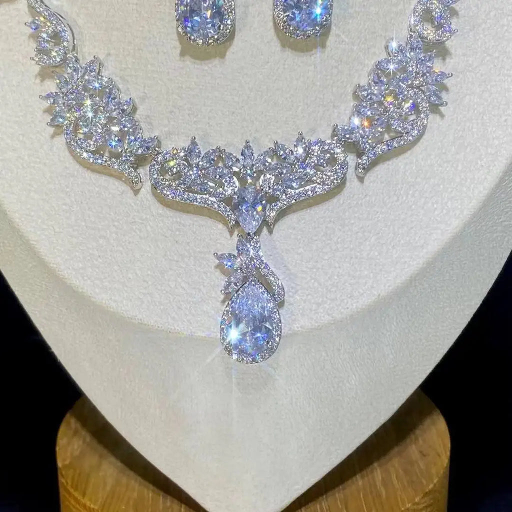 Big Zircon Statement Necklace and Earring Set Bazaare Mart Necklace and Earring Set