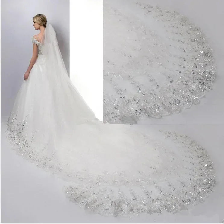 Scalloped Floral Lace Cathedral Wedding Veil Bazaare Mart Long Bridal Veil