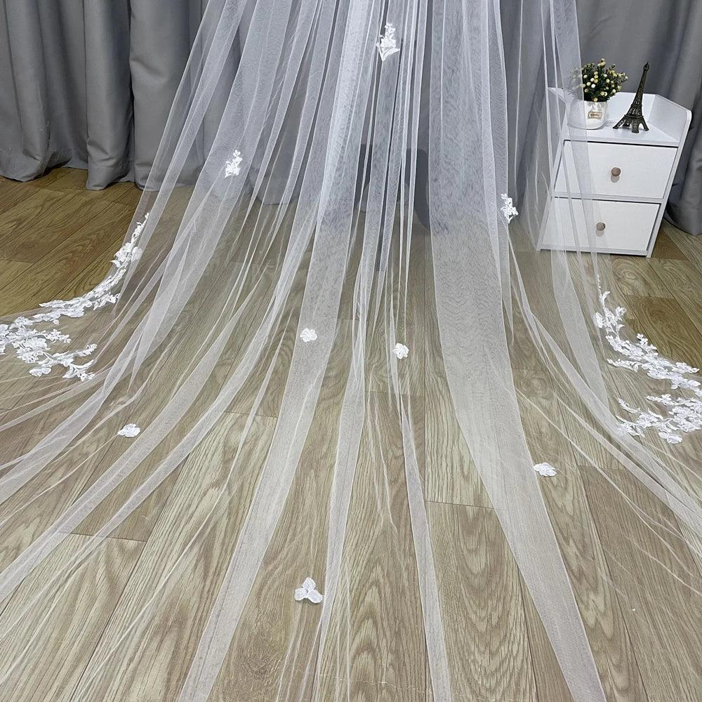 Floral Applique Bridal Veil Bazaare Mart Floral Applique Bridal Veil