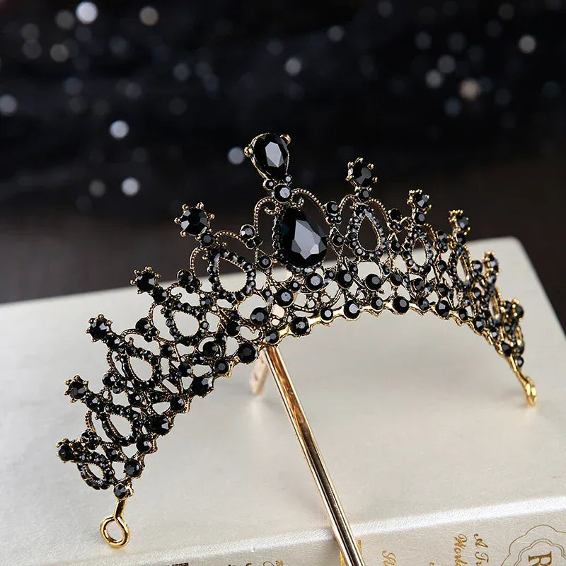 Baroque Retro Dark Crystal Tiara