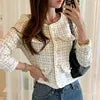 Retro Tweed Pearl Button Boucle' Jacket One Size White Bazaare Mart Lady's Jacket