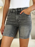 High Waist Washed Denim Shorts GREY Bazaare Mart Black Denim Shorts