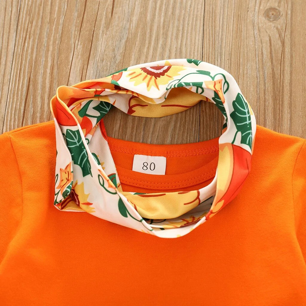 Toddler Fall Pumpkin Print Dress Set